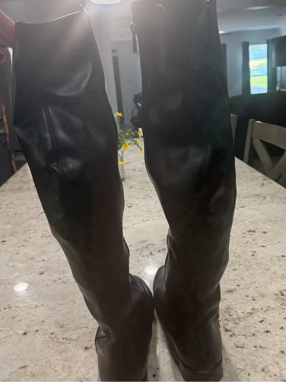 Classic Black Over-the-Knee Leather Boots Size 10